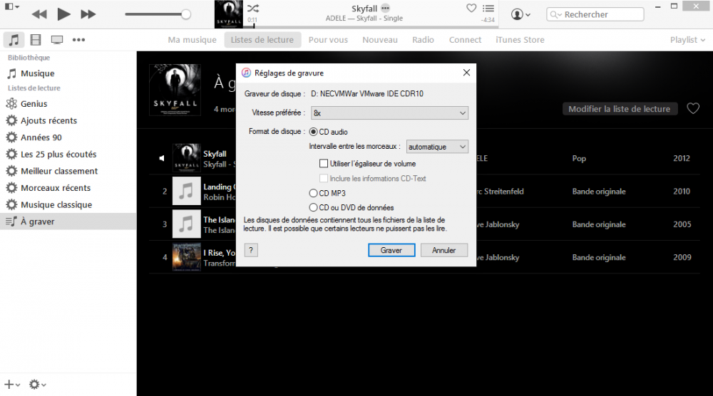 Graver un CD audio avec iTunes • PEI